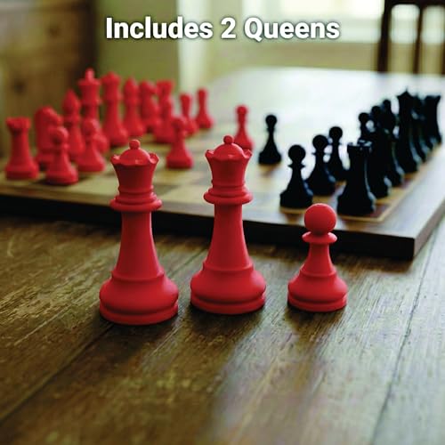 Staunton Chess Pieces Half Set, 17 Red Pieces, 3.75" King | Made in USA - color: Red