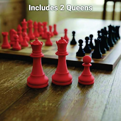 Staunton Chess Pieces Half Set, 17 Red Pieces, 3.75" King | Made in USA - color: Red