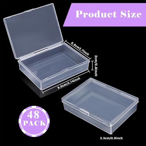 48 Pack Playing Card Cases Bulk, Clear Plastic Deck Box with Snap Closure, Empty Plastic Boxes Gaming Card Holder, Playing Deck Box for Poker Gaming Business Cards, 3.7x2.7x0.9 In(No Cards)