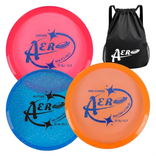 Disc Golf Starter Set for Beginners, 3 Disc Golf Set with Driver, Midrange & Putter, Lightweight Carry Bag, Beginner Disc Golf Equipment