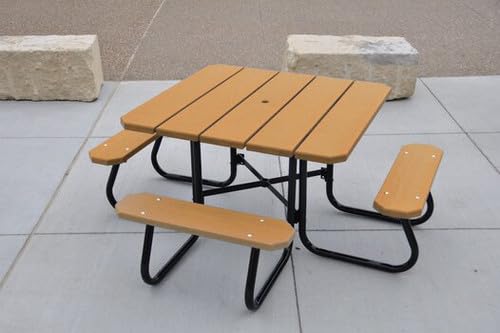 Do It Tennis Frog Furnishing Square Outdoor Picnic Table - color: Cedar, size: 4'