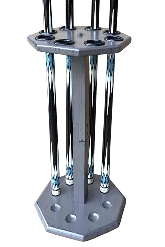Freestanding Billiard Cue Rack, Pool Table Accessories Hold 8 Cues, Pool Cue Stick Holder, Wooden Floor Stand Pool Cue Holder for Billiard Game Room (Gray) - color: Gray