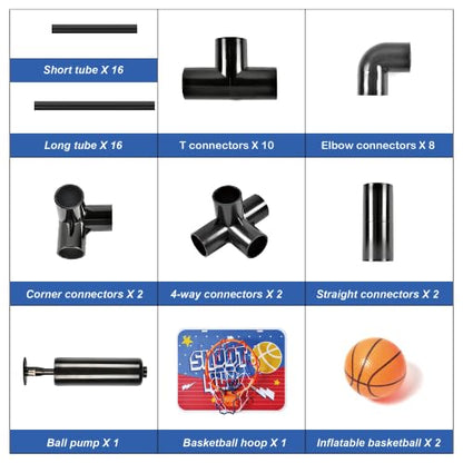 Basketball Arcade Game Indoor, Single Shot Basketball Hoop with 2 Balls & Pump, Foldable Stand for Toddlers & Young Players, Active Play Toy for Home, Playroom, Carnival