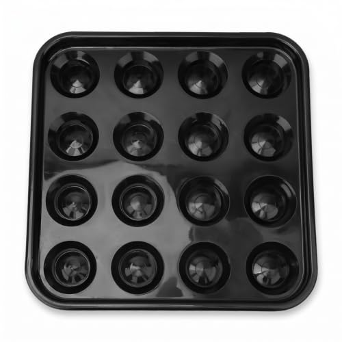 Pool Ball Tray, Billiard Ball Holder Tray, Billiards Standard Pool Ball Tray for 16 Balls, Black Plastic Pool Ball Carrying Tray for Full Set Regulation Size Billiard Balls Balls Pool Accessory