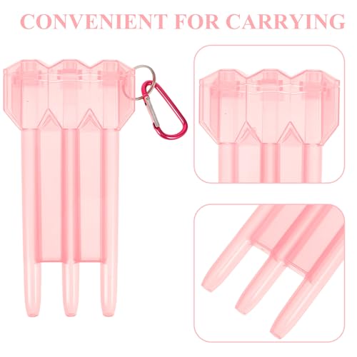 Holibanna Portable Darts Case with Lockable Pink Plastic Hard Shell, Lightweight Storage Box with Carabiner for Soft Tip Darts, Outdoor and Travel Use