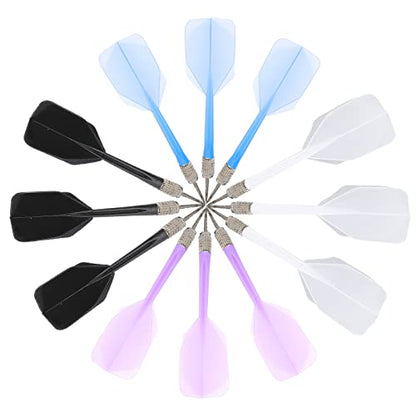 CHGCRAFT 12Pcs 4 Colors Integrated Dart Flight and Shafts Plastic Dart Flights Shaft 2BA Integrated Dart and Flights Plastic Soft Standard Shape One Piece Accessory