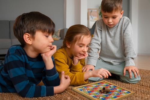 Pine Wood Wooden Handmade Handcrafted 2 in 1 Ludo Magnetic Snakes and Ladders Travel Board Game Full Adults & Family Fun Game