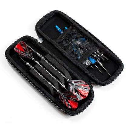 Harrows Darts Blaze Darts Wallet | Darts Case Holds 3 Assembled Darts and Accessories | Protective EVA Material | Professional Darts Accessories - color: BLACK RED