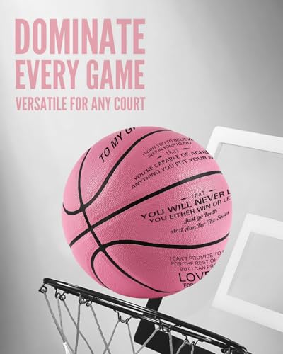 KAAYEE Engraved Basketball for Grandson, Engraved Basketball for Son from Mom Dad, Personalized 29.5" Basketballs Gifts, Custom Christmas Birthday Graduation Back to School Gift for Son from Mom Dad - color: Pink-to Granddaughter