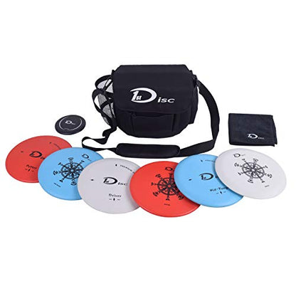Disc Golf Set- Putter, Mid-Range, Driver, Mini Disc, Towel with Bag - color: Black