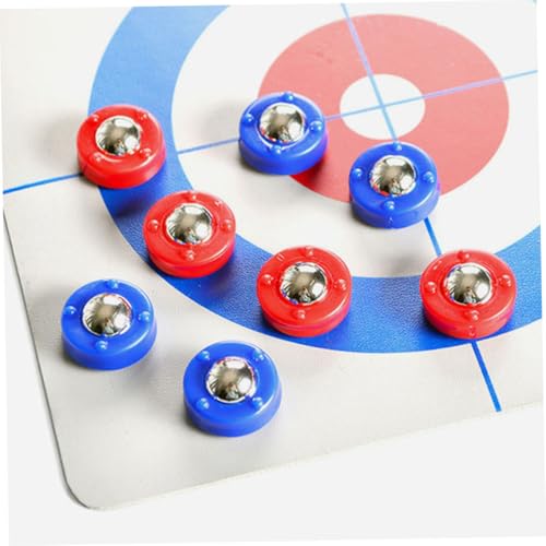 SUPVOX 20pcs Mini Tabletop Shuffleboard Beads Set Blue Red Pucks for Curling and Sliding Games Easy Setup Compatibility for Indoor Fun