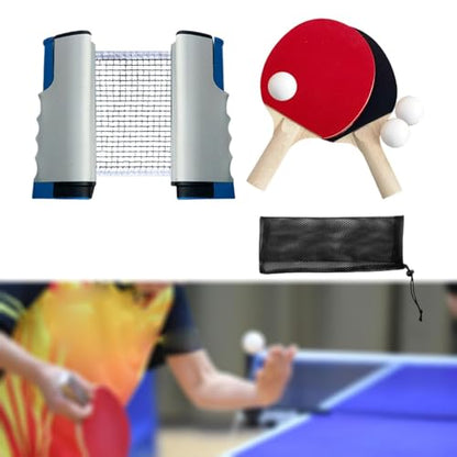 Ping Pong Paddles Set Rackets and Balls Pingpong Paddle Portable Retractable Net with Posts Table Tennis Set for Outdoor - color: Grey