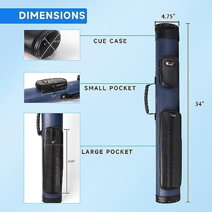 GSE Games & Sports Expert 2x2 Deluxe Hard Billiard Pool Cue Stick Carrying Case, Billiard Cue Case, Billiards Accessories (Several Colors Available) - color: Deluxe Oval - Blue/Black