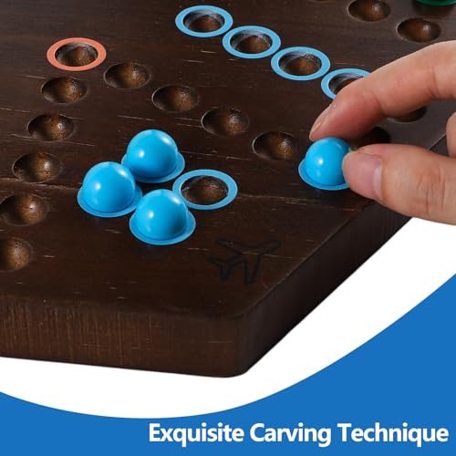 15 in Wahoo Board Game, Marble Board Game for 4-6 Players, Fast Track Board Game with Complete Accessories, Classic Board Game for Game Night, Parties, (Small,Brown) - color: Small, Rustic Brown