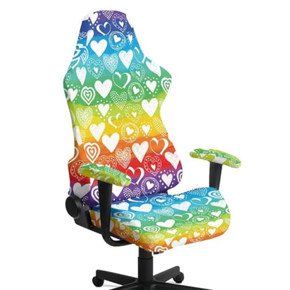 Love Print Gaming Chair Cover with Armrest Covers Scratch Proof Anti-Dust Game Chair Covers Slipcover Universal Fit for Desk/Swivel/Rotating Chairs Protector - color: Multi - Love