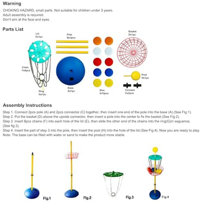 Meooeck 42 Inches Mini Disc Golf Baskets with 10 Flying Discs Golf Starter Set for Indoor Outdoor Yard and Beach Games - style: Cute Color