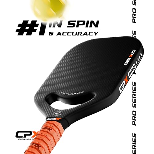 CPX Pro Carbon Fiber Pickleball Paddle - Professional Grade, Matte Finish, Honeycomb Core, Tennis Style Grip - Edgeless Paddle Designed in Chicago, USA - color: White Pro