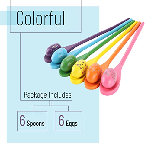 Mr. Pen- Egg Spoon Race Game Sets, 6 Sets | Wooden Balance Relay Games for Kids, Carnival, Birthday Party Games, Outdoor Easter Spring Group Game Field Day, Party Favors