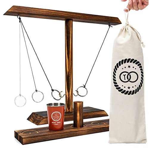 Ring Toss Game for Adults, Hook and Ring Game with Exclusive Carrying case & Unique Stainless Mini Cup, Super Easy to Assemble, XL Size(15.7" X 13"), Outdoor, Family