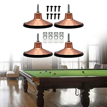 4PCS Pool Table Leg Levelers, Adjustable Table Leveling Feet with Mounting Plates and Screws, Game Table Height Raisers Replacement Parts for Pool Table, Foosball, Air Hockey and Ping Pong Table