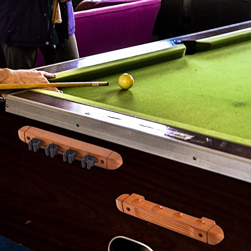 Pool Cue Rack Claw, Billiard Cue Rest, Wooden Storage Stand, Wall Mounted 4 Pool Billiard Rods Holder, Wall Rack with 4 Cue Clips for Game Room - color: Yellow