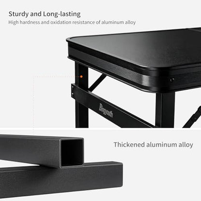 6FT x 2FT Folding Camping Table with Aluminum Alloy Legs, Adjustable Height Portable Outdoor Picnic Table for Camping, Travel, Parties, Kids Crafts, and Market Vendor Use - size: 6 ft x 2 ft × 2.3 ft H