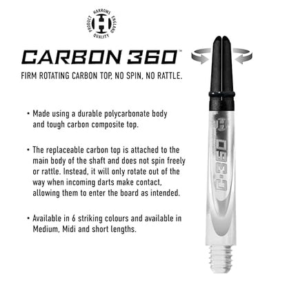 Harrows Darts 3 x Sets of Carbon 360 Dart Stems - 9 Dart Shafts in Total - Available in 3 Sizes - Tough Carbon Composite - color: clear, size: Medium