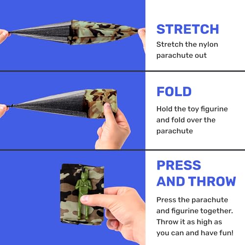 NUTTY TOYS Army Parachute Toys for Kids - Tangle Free Outdoor Flying Parachute Men, Best Small Outside Toys for 4 5 6 7 8 9 10 11 12 Year Old, Top Christmas Stocking Stuffers Idea 2026 Unique Boy Gift - style: Arctic