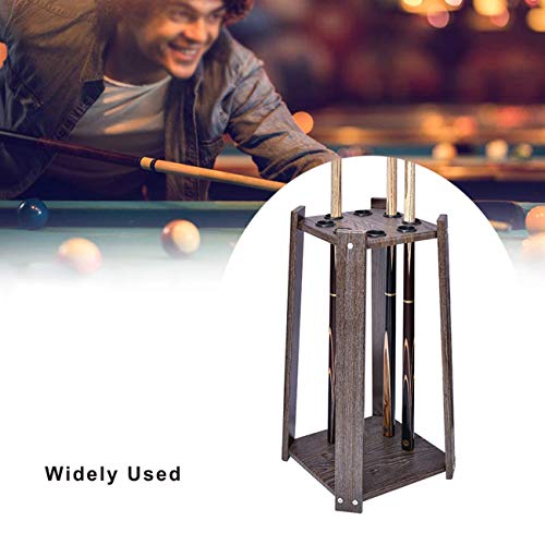 Home Pool Cue Holder Rack Billiards Pool Cue Rack - Ball Cue Rack Floor Stand, Snooker Cue Rack Holds 8 Pool Billiard Stick Freestanding, Dark Wood Grain, Billiard Bar Storage Rack