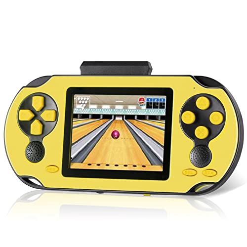 TaddToy 16 Bit Handheld Game for Kids Adults, 3.0'' Large Screen Preloaded 230 HD Classic Retro Video Games with USB Rechargeable Battery & 3 Game Cartridges for Birthday Gift for Kids 4-12 (Yellow) - color: Yellow