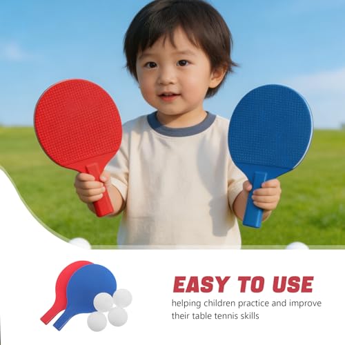 1 Set Portable Table Tennis Racket Set for Kids, Red Blue Plastic Paddles with 4 Balls, for Backyard, Beach, Travel, Camping & Family Gatherings