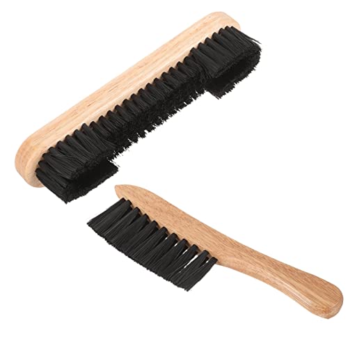 BESPORTBLE 2pcs Billiards Pool Table Clean Brush Set Wooden Billiard Table Cleaning Tool with Bristles for Dust and Dirt Removal for Bed and Rail Maintenance