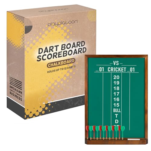 Play Platoon Dart Scoreboard & Darts Holder Wall Mount - Wood Score Board, Professional Darts Accessories, Dart Holder - size: 22 x 16 inch, style: Green Chalkboard