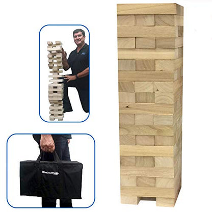 EASYGO PRODUCTS 54 Piece Large Wood Block Stack & Tumble Tower Toppling Blocks Game Great for Game Nights for Kids, Adults & FamilyStorage Bag