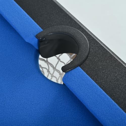 5.3 FT Pool Table Portable Foldable Billiards Table for Kids & Adults with with Balls, Cues, Chalk, Rack & Brush, Compact Space-Saving Game Table for Family Game Room & Office - color: Black+Blue