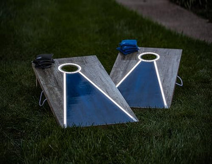 Triumph LED Keyhole 2x4 Cornhole Set – Regulation Light-Up Boards with Edge & Hole LEDs, 8 Weather-Resistant Toss Bags & Built-in Storage – Outdoor Lawn Game for Tailgates, BBQs & Backyard Fun