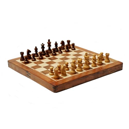 WE Games Travel Magnetic Wood Folding Chess Set - Portable Wooden Chess Board, Perfect Travel Chess Set for Adults, 7 in.