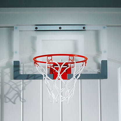 Spalding Mini Indoor Basketball Hoop with Ball, Over the Door Mount, Durable Backboard & Breakaway Rim