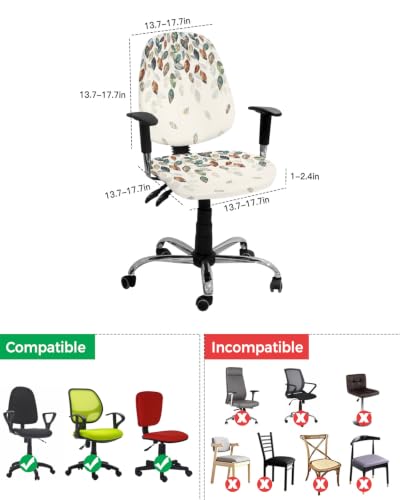 Savannan Office Chair Cover, Autumn Fallen Leaf Colorful Gradient Protective Stretch Elastic Universal Cover for Desk Task Chair,Computer Rotating Chair 1 Pcs Farm Leaves Seamless