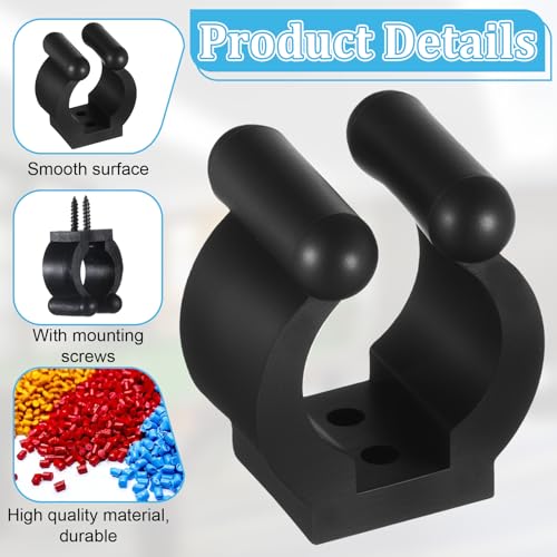 12 PCS Fishing Rod Clips, Pool Cue Holder Billiards Cue Clip Holders Wall Mounted Fishing Rod Holders Black Snooker Cues Locating Clip Holder Pool Racks with Screws