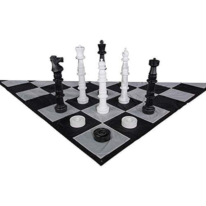 MEGACHESS Giant Chess Set - 49 Inch Tall King with Giant Checkers Set and Giant Quick Fold Chess Mat