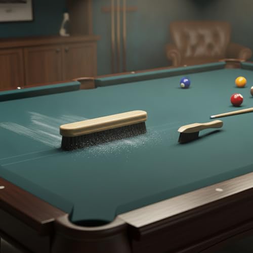 Billiard Table Brush Set with Horse Hair Bristles for Pool Table Cloth Care and Dust Removal