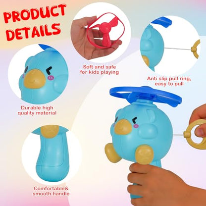 Outdoor Flying Disc Launcher Toys Set Pull-String Launchers Flying Toys for Summer Fun