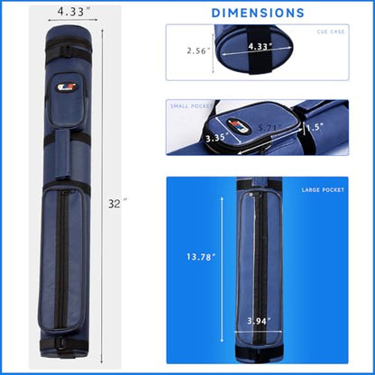GSE Games & Sports Expert 2x2 Deluxe Hard Billiard Pool Cue Stick Carrying Case, Billiard Cue Case, Billiards Accessories (Several Colors Available) - color: Oval - Blue