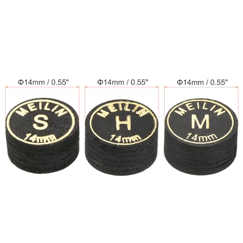 PATIKIL Pool Cue Tips Kit Multiple Layer Pool Billiard Cue Tips Laminated Glue-on Snooker Stick Tip Billiard Accessories - size: 14mm