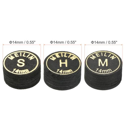 PATIKIL Pool Cue Tips Kit Multiple Layer Pool Billiard Cue Tips Laminated Glue-on Snooker Stick Tip Billiard Accessories - size: 14mm