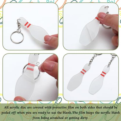 Acrylic Bowling Pin Keychains Bowling Party Favors Carnival Reward Gifts Party Bag Gift Fillers Sports Souvenir with Marker for DIY Writing