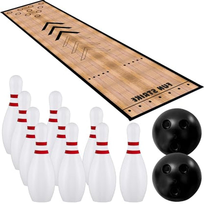 Mini Bowling Set Indoor Outdoor Indoor Bowling Set with Guide Arrow Mat Gold and Silver Medal Backpack Dispensing Suitable for Family Friends Family Party Entertainment