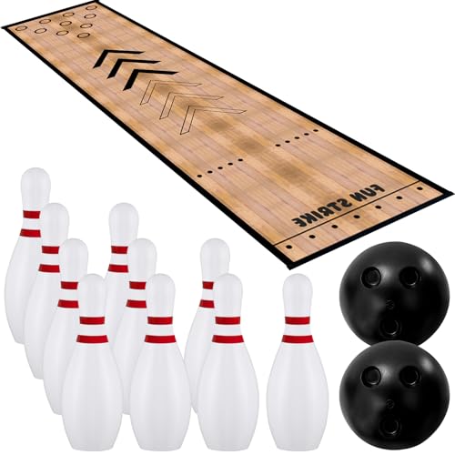 Mini Bowling Set Indoor Outdoor Indoor Bowling Set with Guide Arrow Mat Gold and Silver Medal Backpack Dispensing Suitable for Family Friends Family Party Entertainment
