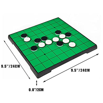 Reversi (Othello) Board Game Set -9.5", Magnetic Folding Strategy Travel Game for Kids and Adults
